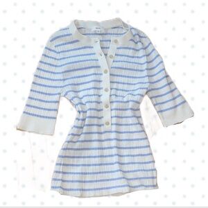 🪽Baby Blue Striped Button-Down Blouse